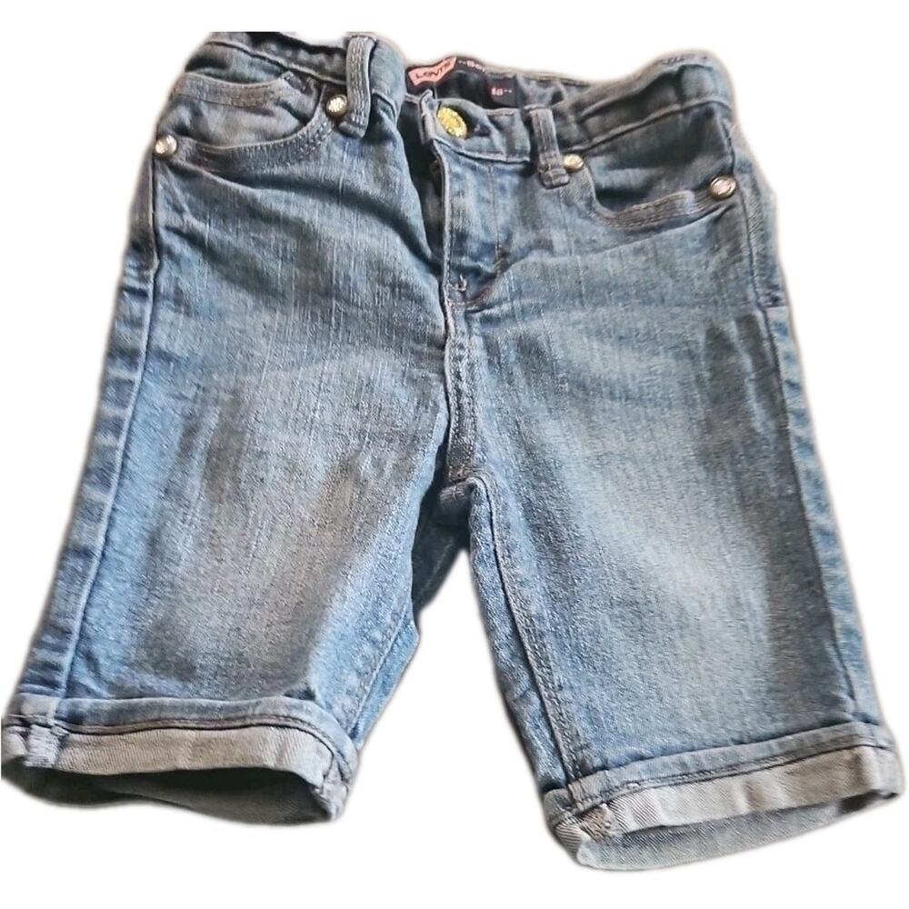 Levis Signature Bermuda Shorts Kids Girls Size 5 Blue Denim Adjustable Waist